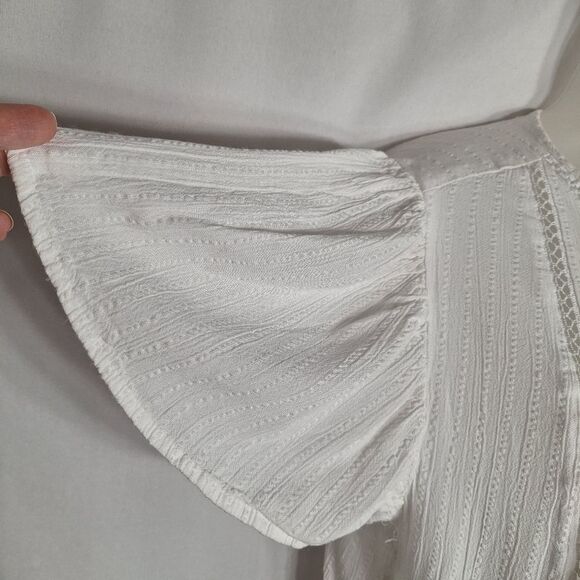 Knox Rose Womens Prairie Blouse Coastal Country Boho Short Sleeve Flowy Small - Picture 6 of 12